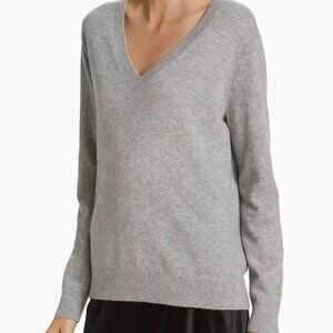 Vince Cashmere Weekend Sweater Grey Vee Neck Pullover Plus Size $325 NWT
